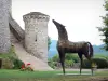 Val castle - Sculpture of horse at the entrance of the medieval castle