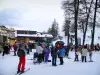 Valberg - Ascensori, neve, alberi e case della stazione