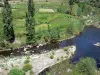 Vallée de l'Eyrieux - Rivière Eyrieux, arbres et prés ; dans le Parc Naturel Régional des Monts d'Ardèche