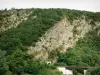 Vallée de la Meuse - Vue sur les Roches de Laifour, l'entrée du tunnel et le pont de chemin de fer