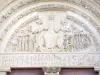 Vézelay - Basilique Sainte-Marie-Madeleine : tympan sculpté du portail central de la façade ouest représentant le Jugement dernier