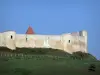 Villebois-Lavalette - Surrounding wall of the castle flanked by towers and meadow