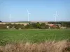 Yonne的景观 - 主导勃艮第乡村的风力涡轮机