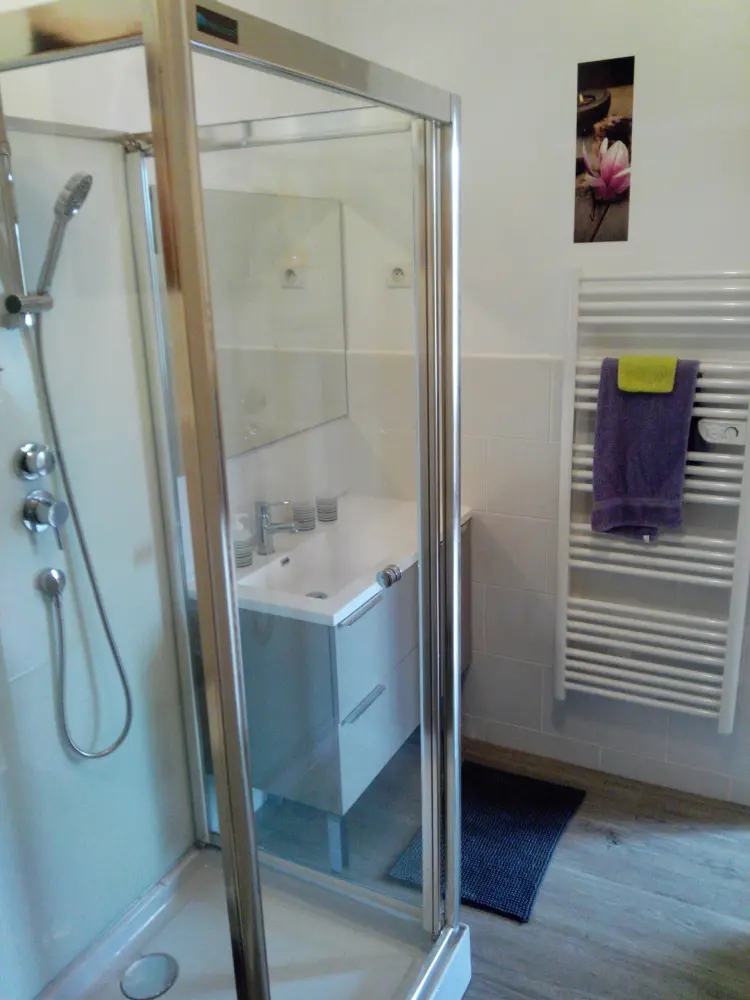 クロ・デ・ジェモザック - 'Le Pressoir'バスルーム - シャワー、洗面台90cm、トイレ