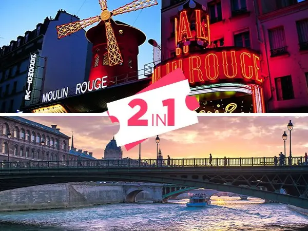 2-in-1 aanbieding: Moulin Rouge Show & Seine River Cruise Ticket - 1/2 fles champagne inbegrepen - Activiteit - Vrijetijdsbesteding & Weekend in Paris