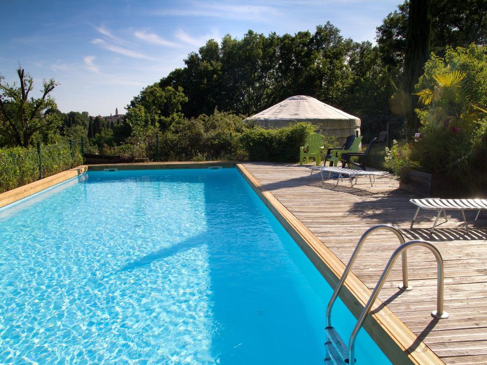 Natura-Lodge - Pool von 12 mx 5 m geöffnet H24 in den schönen Tagen
