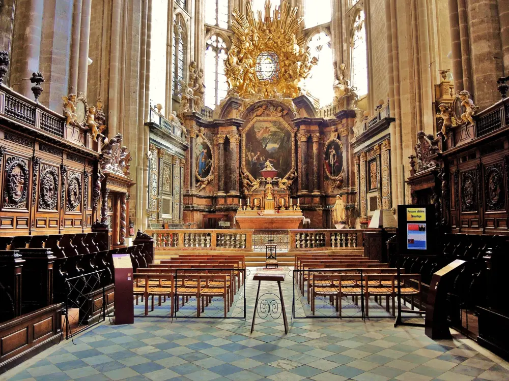 A basílica de Saint-Maximin-la-Sainte-Baume - Coro da catedral e suas noventa e quatro bancas (© J.E)