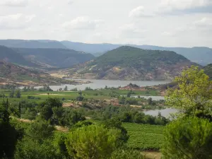 Lac du salagou vue from the sky on Craiyon